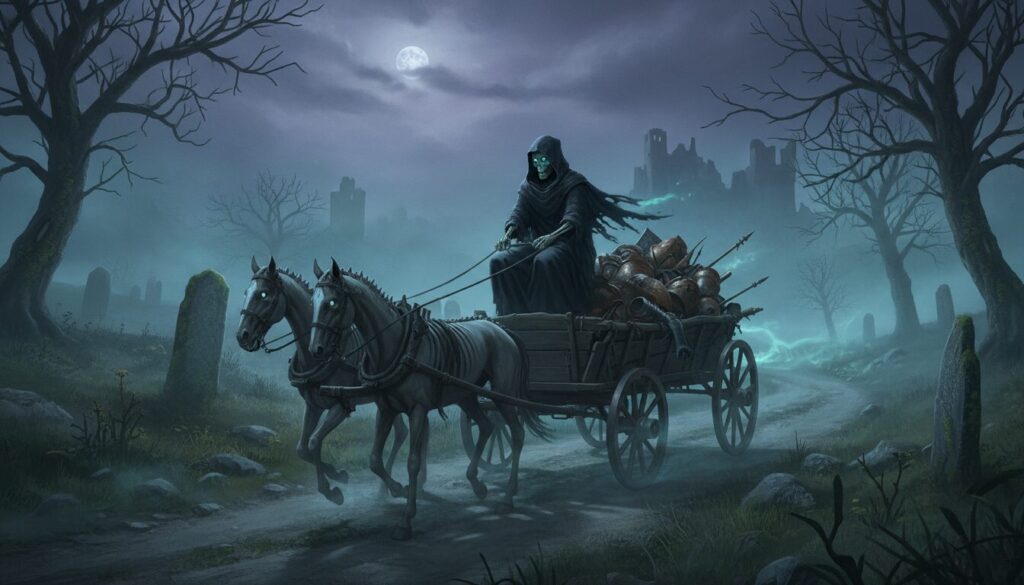 découvrez la légende de l’ankou, créature mythique du folklore breton, symbole de la mort et gardien des âmes, ancrée dans la culture de bretagne hors de la france métropolitaine.