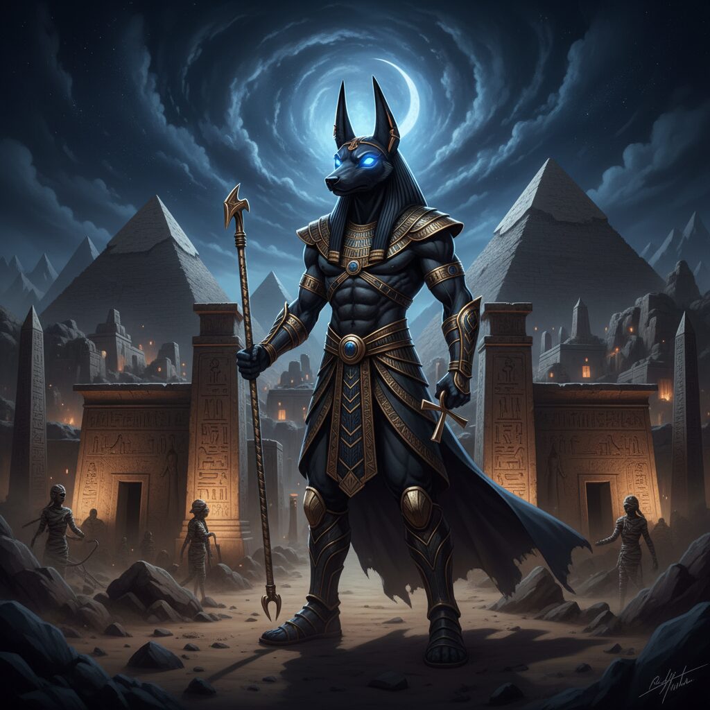 découvrez anubis, la divinité sombre emblématique de la mythologie égyptienne, gardien des nécropoles et guide des âmes dans l'au-delà.