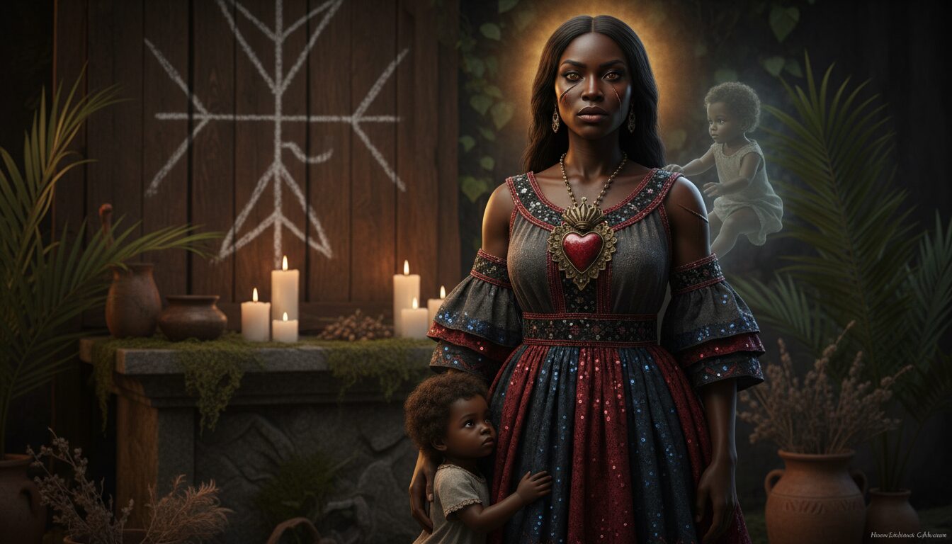 découvrez ezili dantor, la divinité sombre puissante et protectrice dans la religion vaudou haïtienne, symbole de force et de maternité.