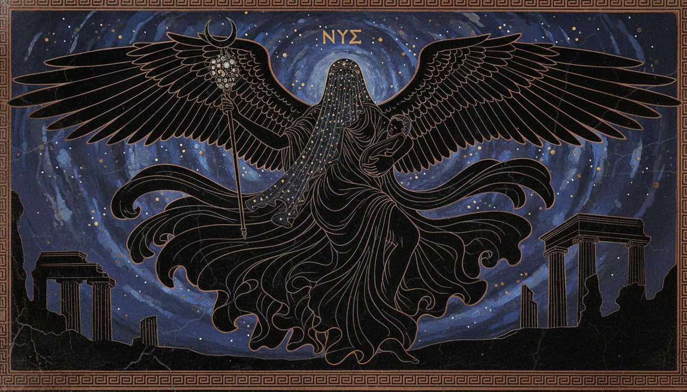 découvrez nyx, la déesse de la nuit dans la mythologie grecque, symbole de l'obscurité et des mystères de la nuit.