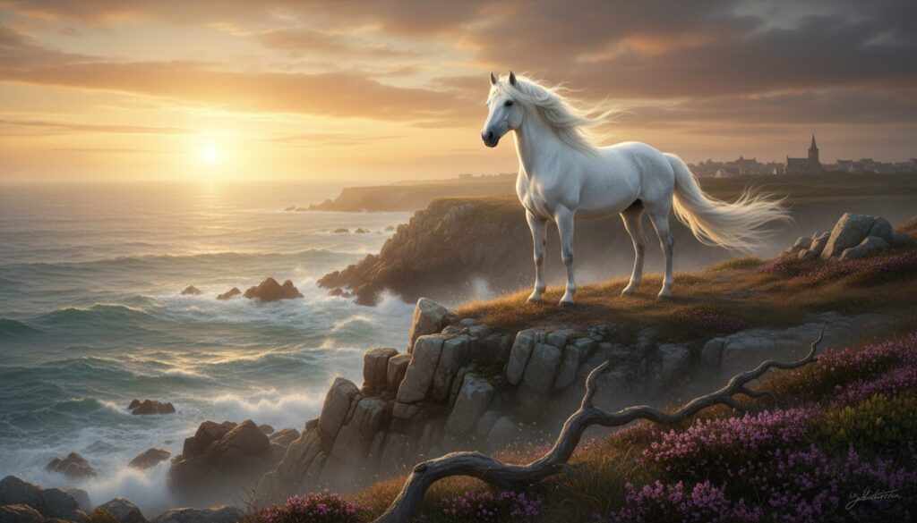 découvrez la légende bretonne du cheval blanc de plougastel, une histoire mystérieuse et fascinante ancrée dans le folklore de bretagne.
