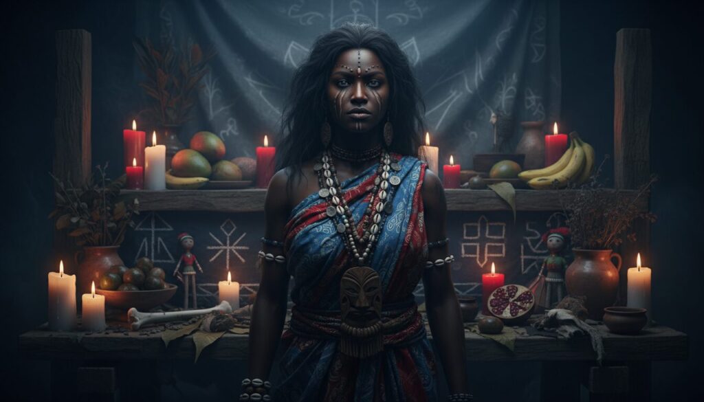 découvrez ezili dantor, la divinité sombre puissante de la religion vaudou haïtienne, symbole de protection, force et maternité.