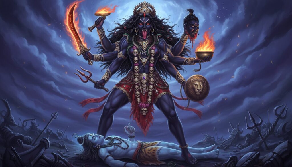 découvrez la divinité sombre kali dans la mythologie hindoue, symbole de destruction et de renouveau, et comprenez son rôle puissant et complexe dans les croyances traditionnelles.
