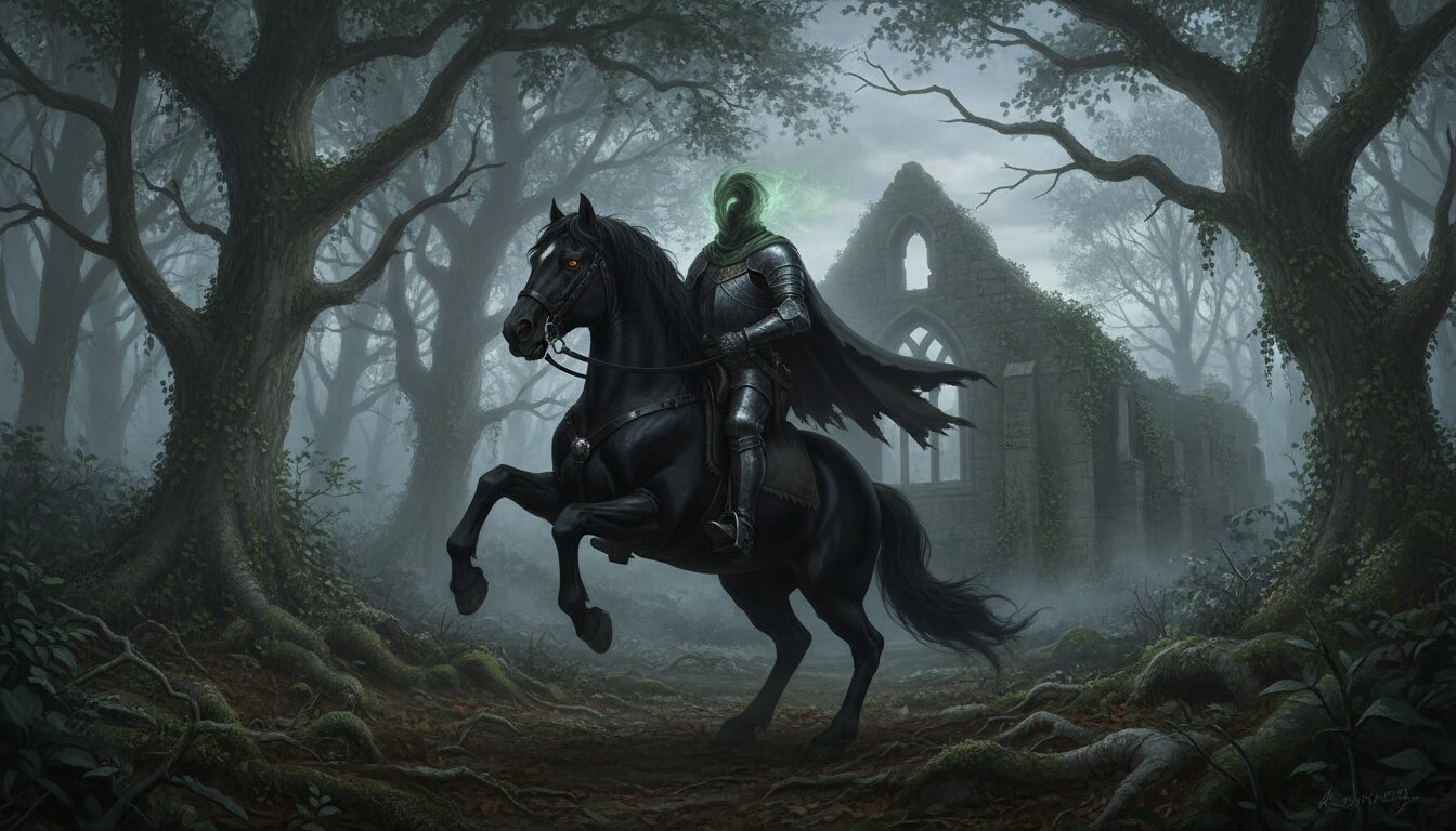 découvrez le mystérieux récit du chevalier sans tête dans la région normande, une légende captivante pleine d'aventures et de mystères.