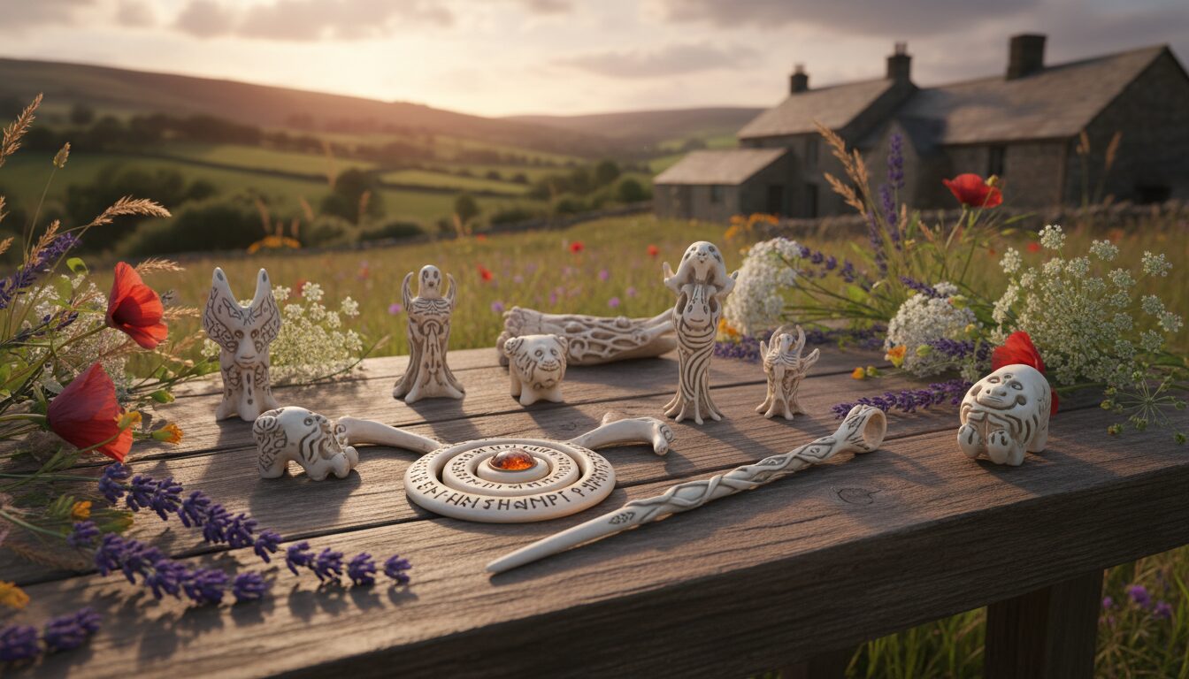 découvrez des objets magiques en os sculpté, issus des campagnes françaises, alliant tradition artisanale et mystère.