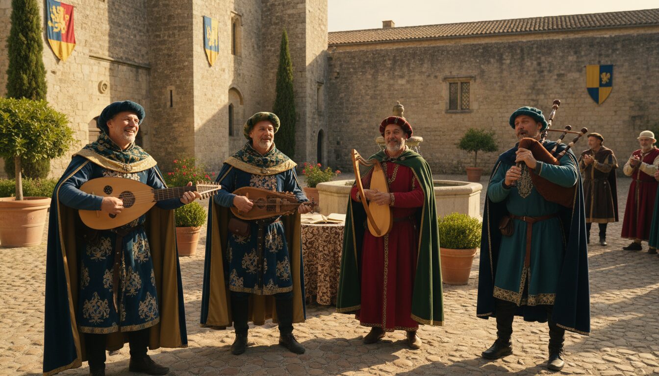 découvrez l'histoire médiévale fascinante des troubadours en occitanie, leurs poésies, leurs influences culturelles et leur rôle dans la société médiévale.