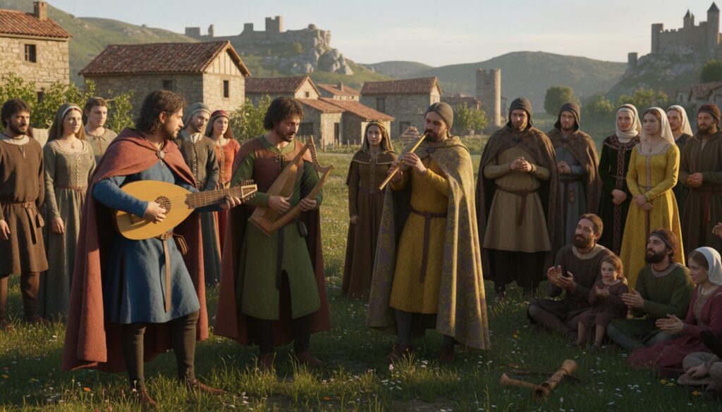découvrez l'histoire médiévale fascinante des troubadours en occitanie, leurs poèmes, leurs mélodies et leur influence culturelle unique.